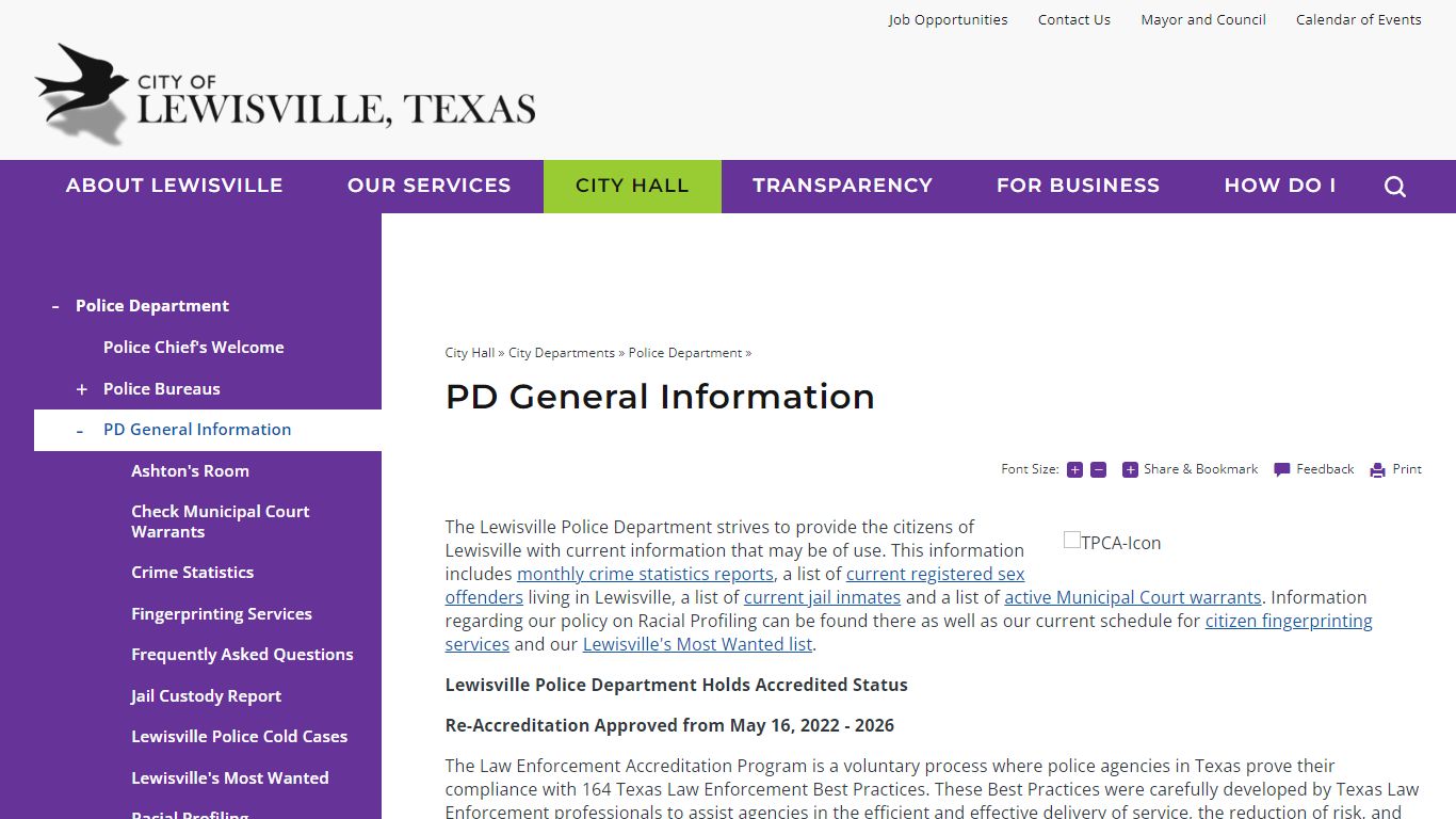 PD General Information | City of Lewisville, TX